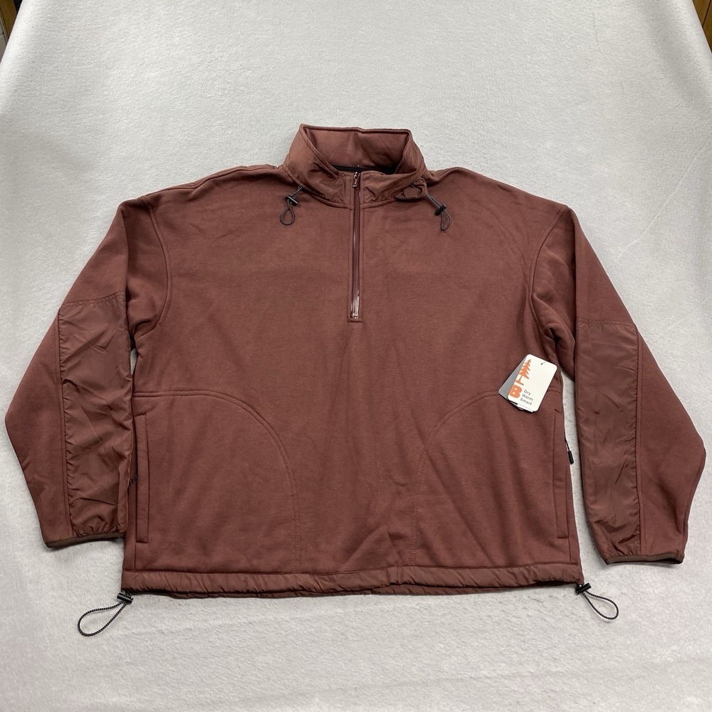 Bass Outdoor Sweatshirt Mens XXL Red Convertible Hoodie Half Zip Fleece